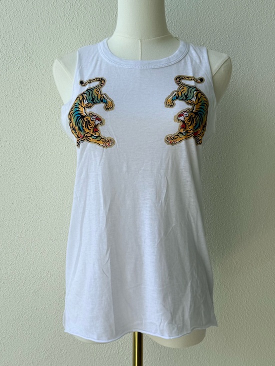 Chaser Tops - Chaser Reflecting Tiger White Muscle Tank, new condition, XS